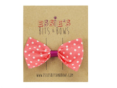 Coral Spotty Bella Hair Bow