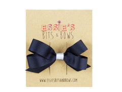 Navy mix Pat Hair Bow