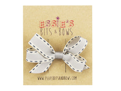 Grey Linen mix Pat Hair Bow